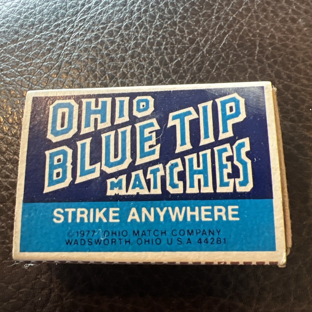 Vintage Ohio Blue Tip Match Box & Matches Collectible